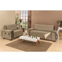 Protetor De Sofá Dupla Face Manu 2 E 3 Lugares King - Cáqui-palha - 5