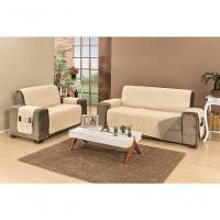 Protetor De Sofá Dupla Face Manu 2 E 3 Lugares King - Cáqui-palha - 6