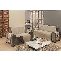 Protetor De Sofá Dupla Face Impermeável Mr 2 E 3 Lugares King - Marrom-cáqui - 2