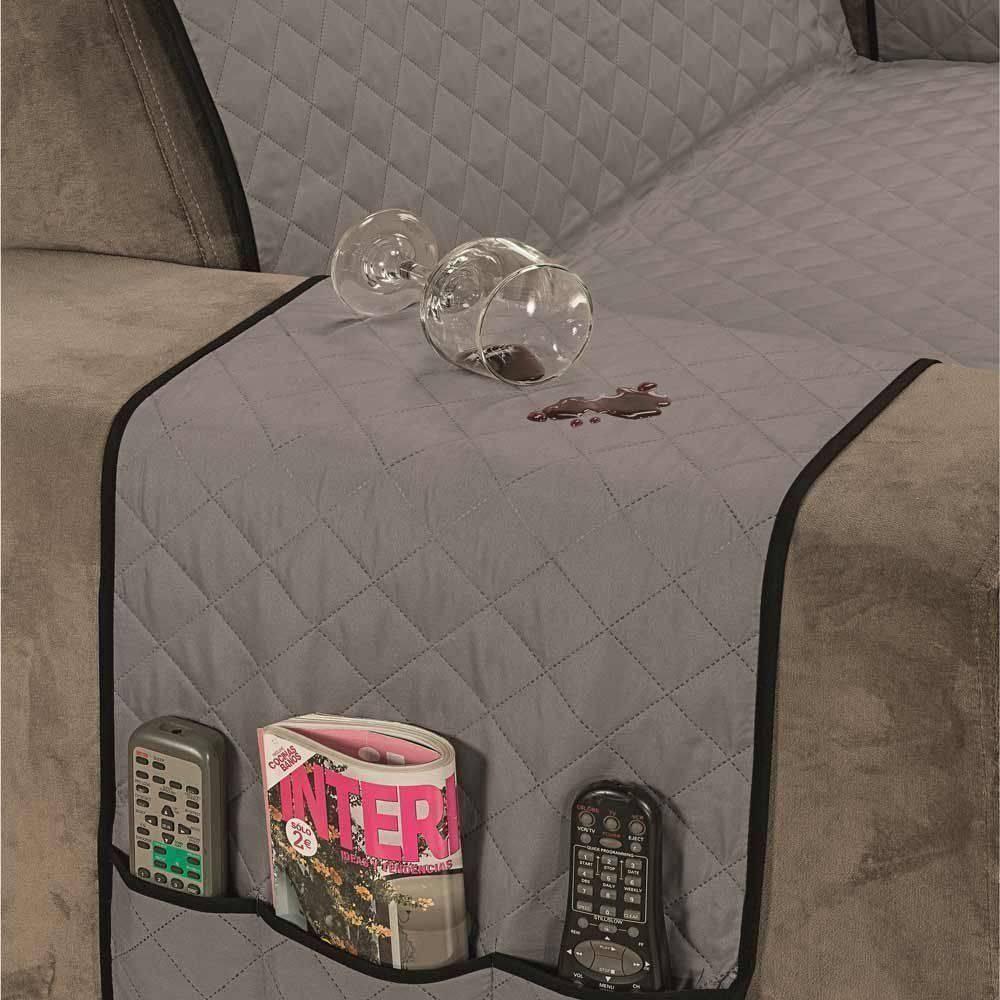 Protetor De Sofá Dupla Face Impermeável Mr 3 Lugares - Preto-cinza - 3