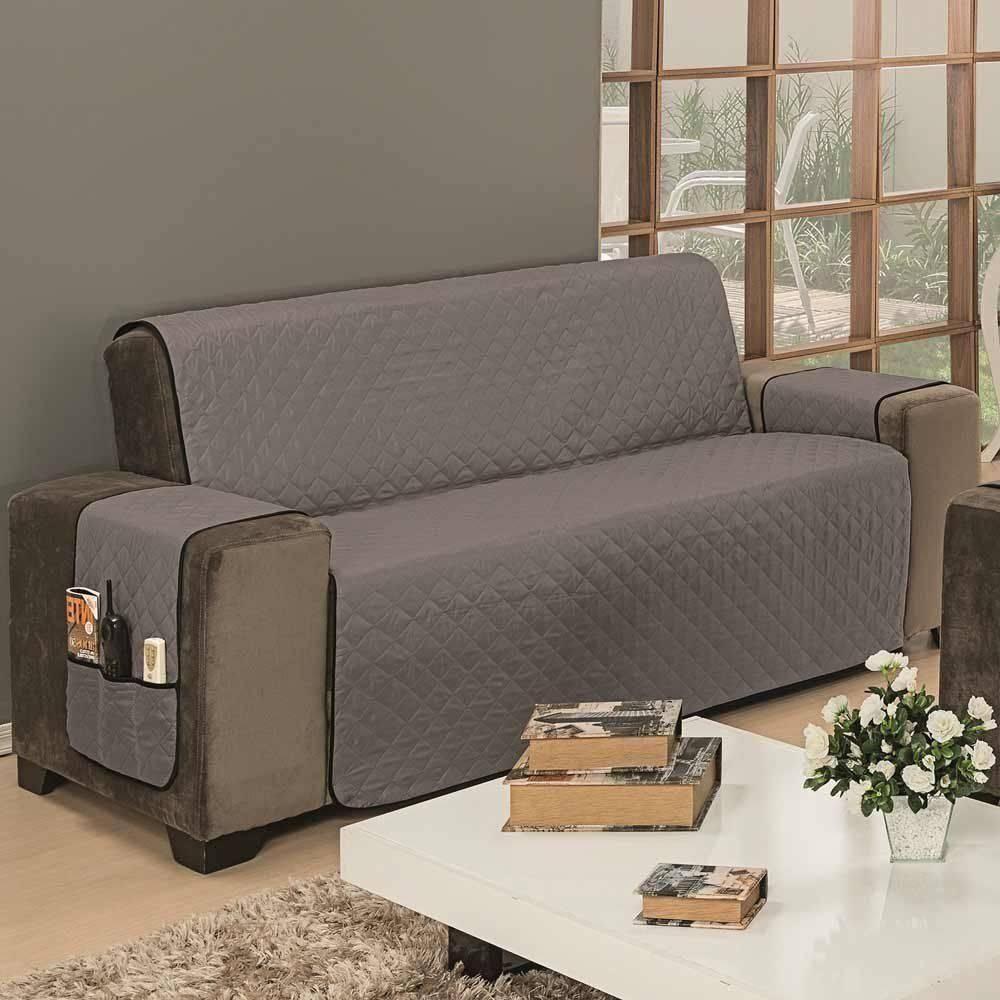 Protetor De Sofá Dupla Face Impermeável Mr 3 Lugares - Preto-cinza - 5