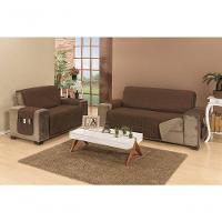 Protetor De Sofá Dupla Face Manu 2 E 3 Lugares King - Cáqui-marrom - 7