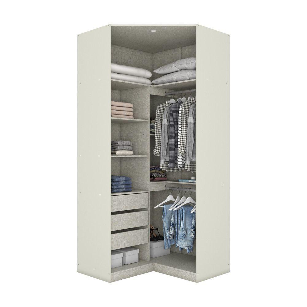 Canto Closet Modulado 2 Portas 3 Gavetas Com Espelho Areia - 3