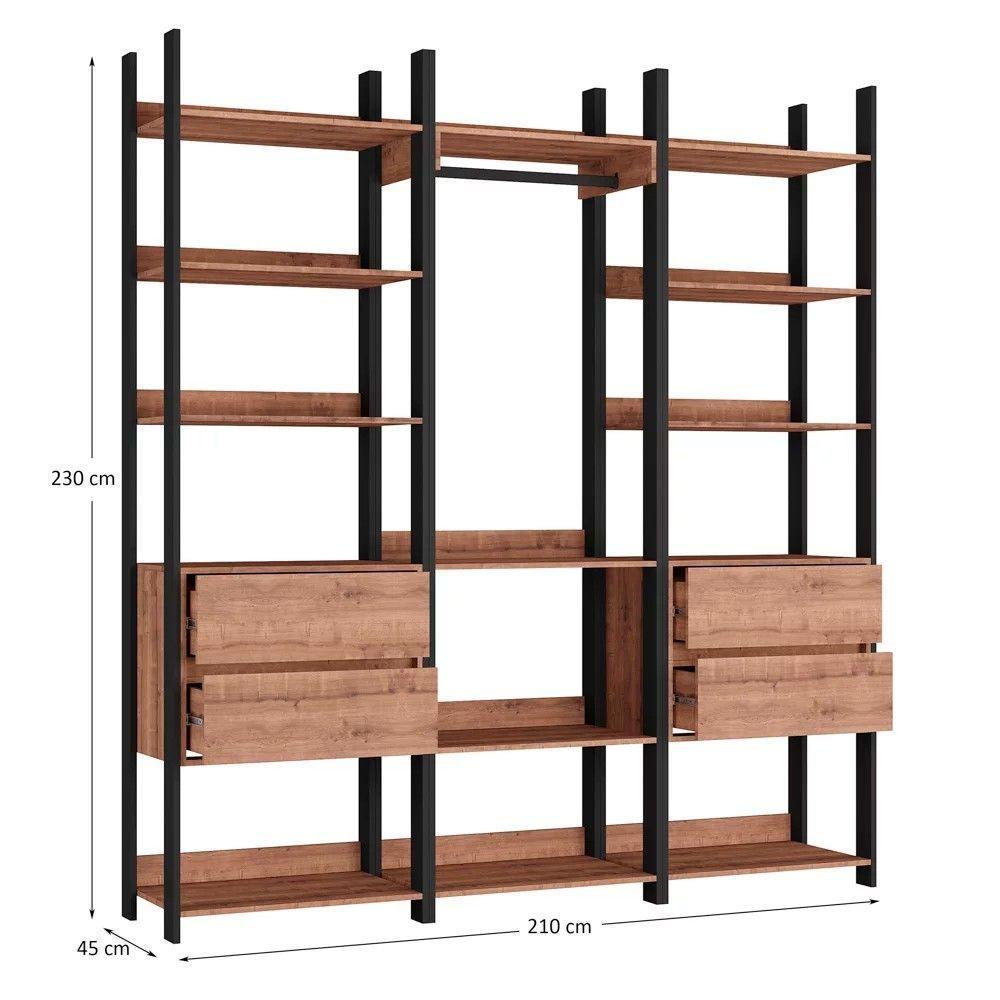 Closet 4 Gavetas 1 Cabideiro Industrial F04 Preto/solanum - 2