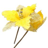 Kit 8 Flores Com Cabo Artificial Decoração De Natal Com Glitter 27cm - 1