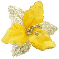 Kit 8 Flores Com Cabo Artificial Decoração De Natal Com Glitter 27cm - 2