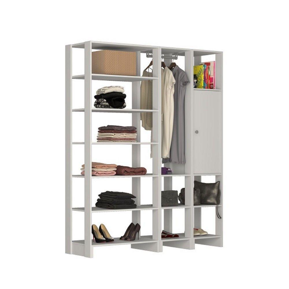 Closet Multi Yes Com Cabideiro Porta E 12 Prateleiras Nova Mobile Branco - 1