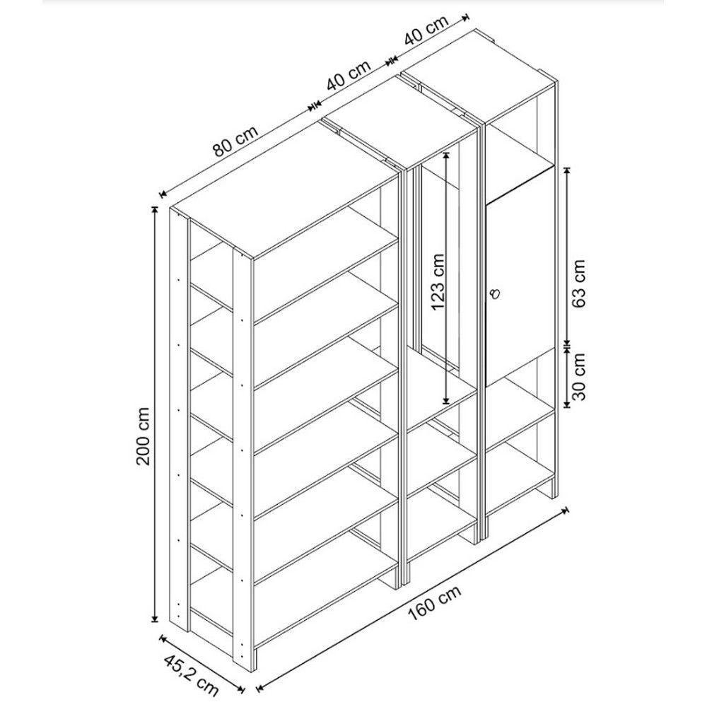 Closet Multi Yes Com Cabideiro Porta E 12 Prateleiras Nova Mobile Branco - 3
