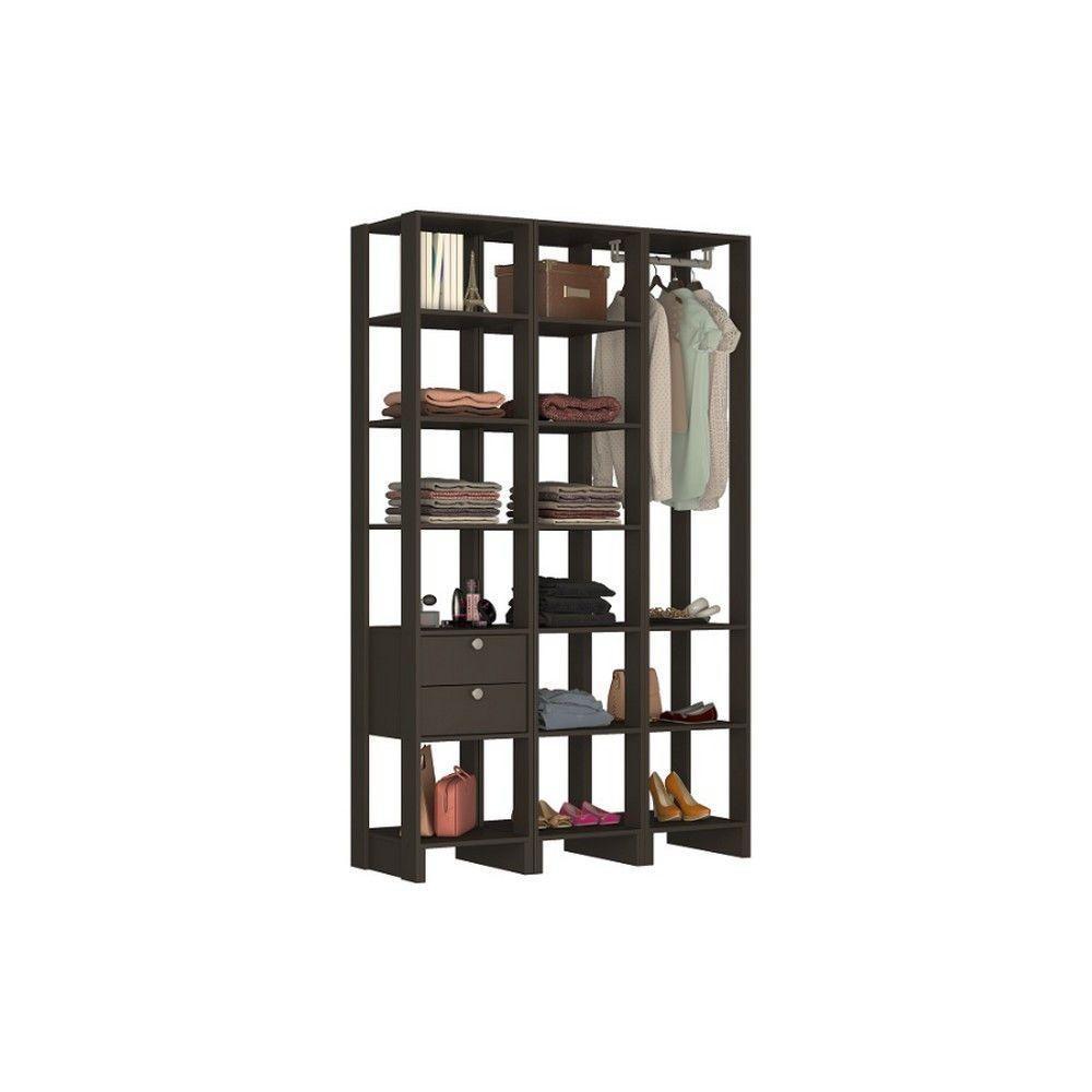 Closet Multi Yes Com Cabideiro 2 Gavetas E 14 Prateleiras Nova Mobile Grafite Intenso - 1