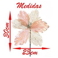 Kit 4 Flores Rosa Artificiais Decoração Natal Glitter 30cm - 2