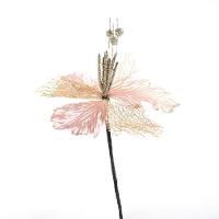 Kit 4 Flores Rosa Artificiais Decoração Natal Glitter 30cm - 3