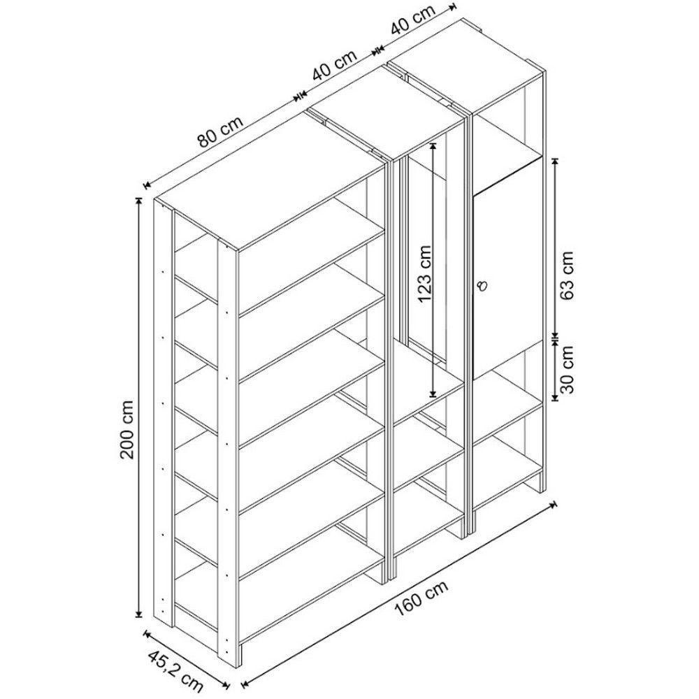 Closet Multi Yes Com Cabideiro Porta E 12 Prateleiras Nova Mobile Montana - 3