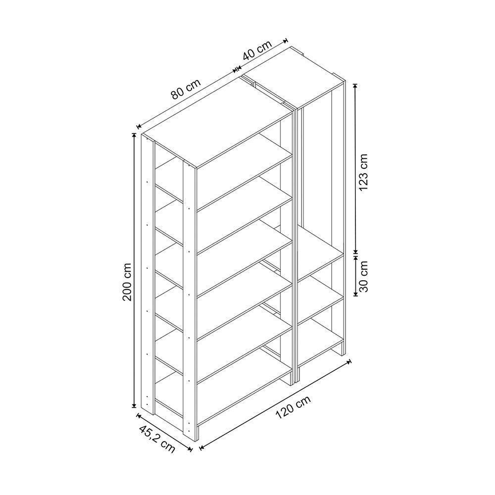 Smart Closet Yes Com Cabideiro E 9 Prateleiras Nova Mobile Grafite Intenso - 4