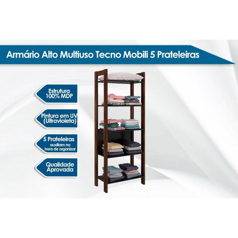 Closet De Casal Az1005 Armário C- 5 Prateleiras Amêndoa-branco - Tecno Mobili - 4