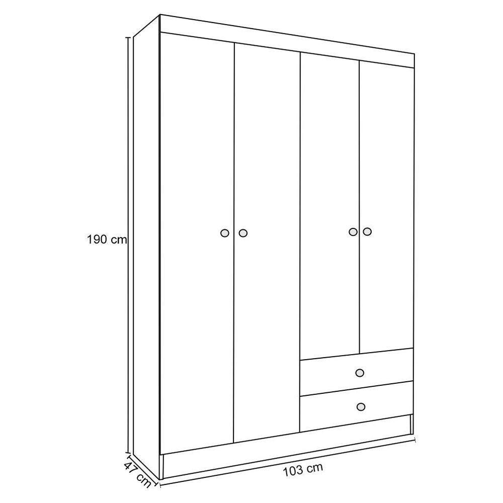Guarda Roupa Infantil Quarto De Bebê Louise 04 Portas Branco - 2