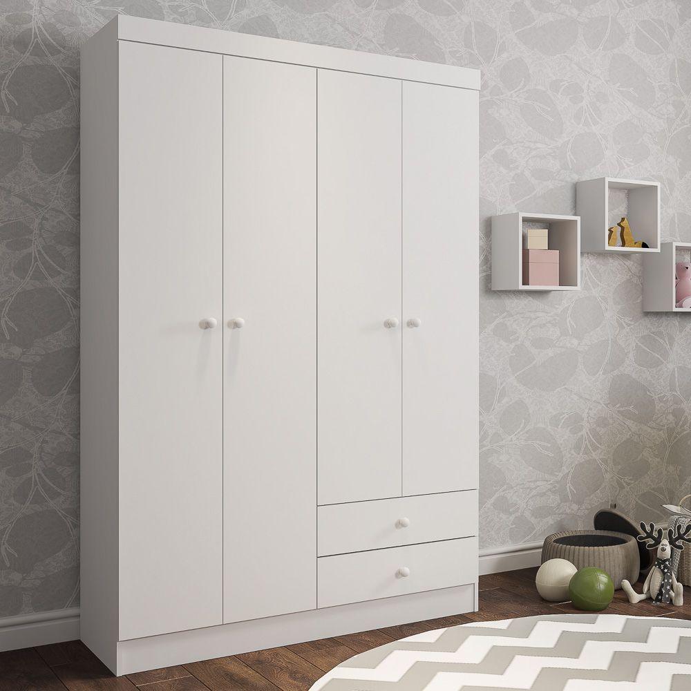 Guarda Roupa Infantil Quarto De Bebê Louise 04 Portas Branco - 4