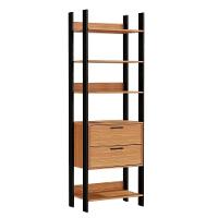 Closet Guarda Roupa 05 Prateleiras Modulado 02 Gavetas 220x73 Cm Leaf D03 Freijó Preto - Lyam Decor - 1