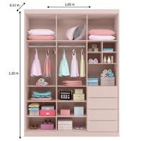 Guarda Roupa Infantil 3 Portas 4 Gavetas Lua P04 Rose - Mpozenato - 3