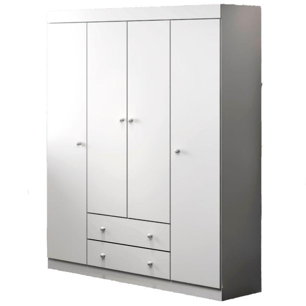 Guarda Roupa Infantil Com 4 Portas E 2 Gavetas Com Cômoda 1 Porta E 4 Gavetas Branco Phoenix Baby - 1