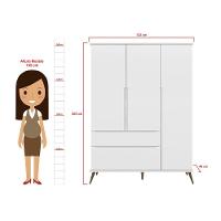 Guarda Roupa Infantil Com 3 Portas E 2 Gavetas Melinda Cor Branco Phoenix Baby - 3
