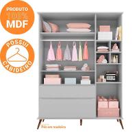 Guarda Roupa Infantil Com 3 Portas E 2 Gavetas Melinda Cor Cinza Phoenix Baby - 2