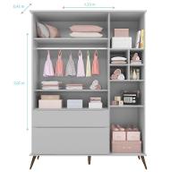 Guarda Roupa Infantil Com 3 Portas E 2 Gavetas Melinda Cor Cinza Phoenix Baby - 3