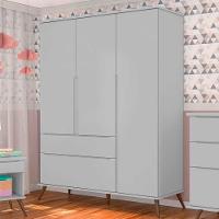 Guarda Roupa Infantil Com 3 Portas E 2 Gavetas Melinda Cor Cinza Phoenix Baby - 4