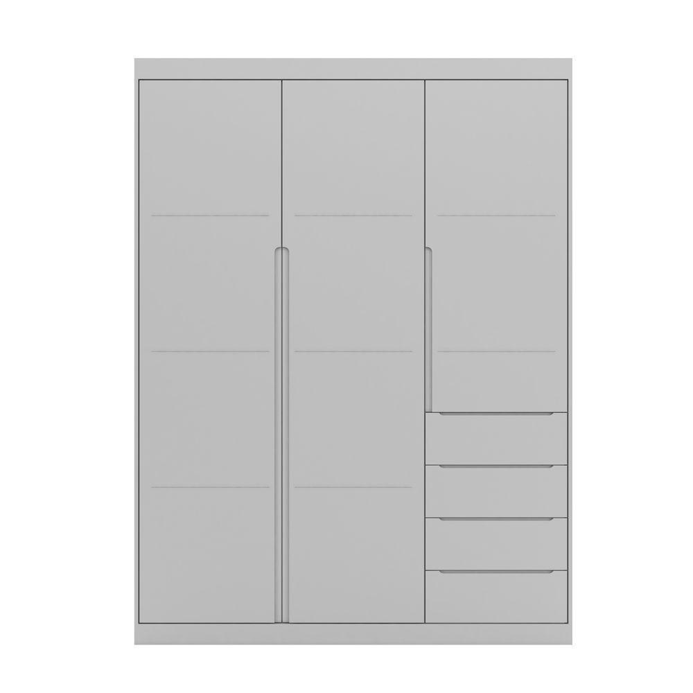 Guarda Roupa Infantil Com 3 Portas E 4 Gavetas Pérola Cor Cinza Phoenix Baby - 1