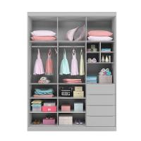 Guarda Roupa Infantil Com 3 Portas E 4 Gavetas Pérola Cor Cinza Phoenix Baby - 2