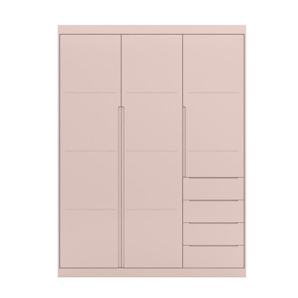 Guarda Roupa Infantil Com 3 Portas E 4 Gavetas Pérola Cor Rose Phoenix Baby - 1