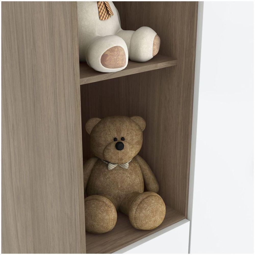 Guarda Roupa Infantil 03 Portas 02 Gavetas Pique Esconde Henn Rústico Branco - 3