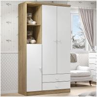 Guarda Roupa Infantil 03 Portas 02 Gavetas Pique Esconde Henn Rústico Branco - 1