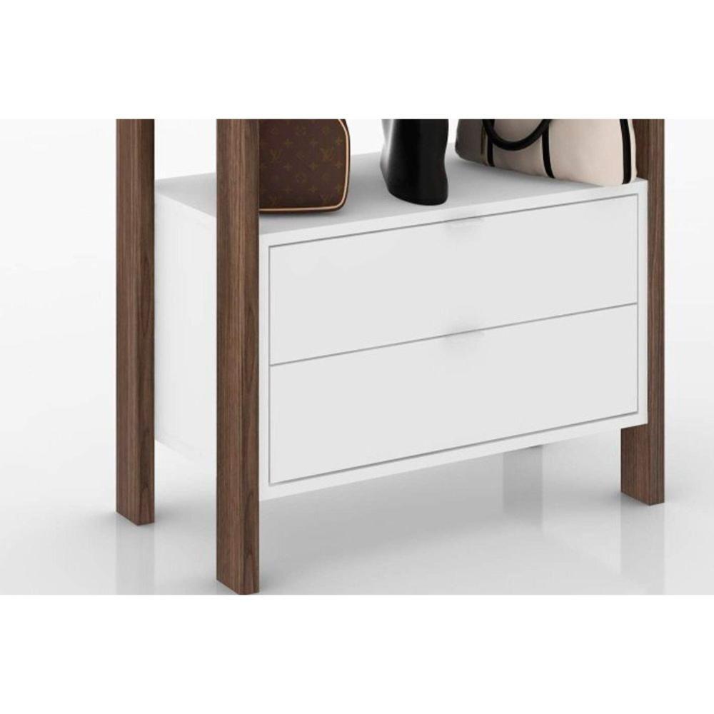 Closet de Quarto AZ1011 Armário Alto c/ 1 Prateleira e 2 Gavetas Amêndoa/Branco - Tecno Mobili - 4