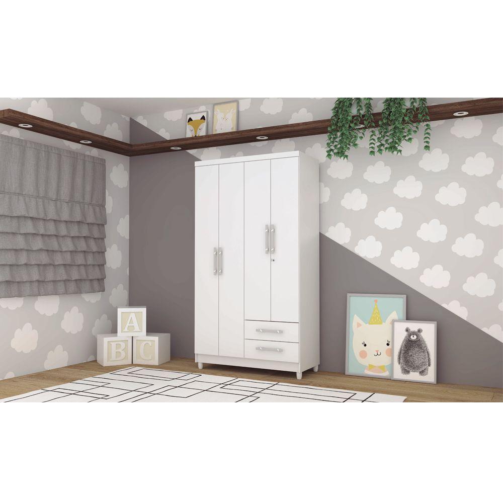 Guarda Roupa Infantil 4 Portas Branco Flex Line - 2