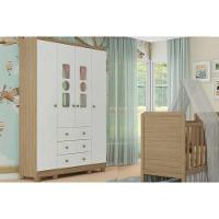 Guarda Roupa Bebê Tedy c/ 4 Portas e 3 Gavetas Branco - Peroba - 7