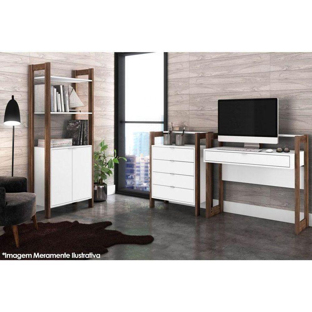 Closet de Quarto AZ1009 Armário Alto c/ 2 Prateleiras e 2 Portas Amêndoa/Branco - Tecno Mobili - 3