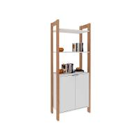 Closet de Quarto AZ1009 Armário Alto c/ 2 Prateleiras e 2 Portas Amêndoa/Branco - Tecno Mobili - 1