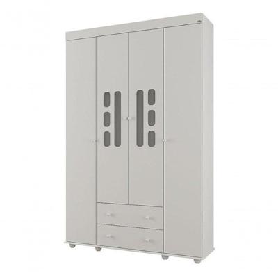 Guarda Roupa Infantil Lívia 4 Portas 2 Gavetas 100% Mdf Branco Brilho - Canaã Baby