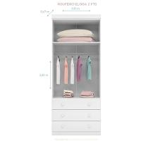 Guarda Roupa Infantil Com 2 Portas E 3 Gavetas Eloisa Cor Branco Phoenix Baby - 3