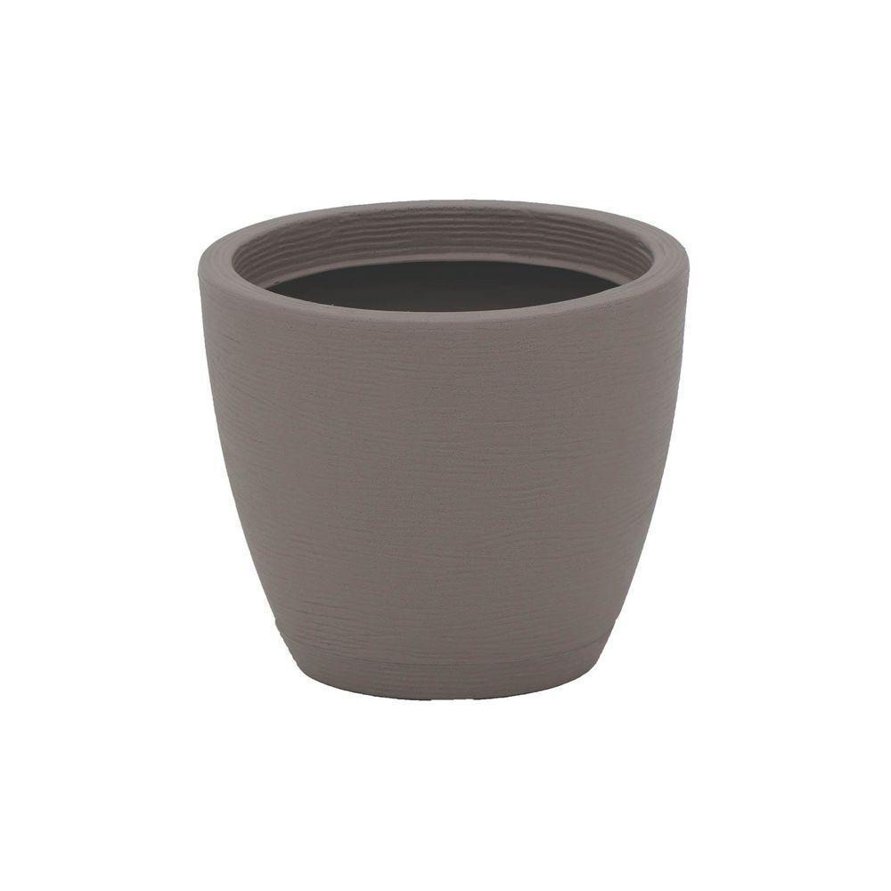 Vaso Com Prato Tramontina Asteca 24 Cm Em Polietileno Concreto Tramontina - 1