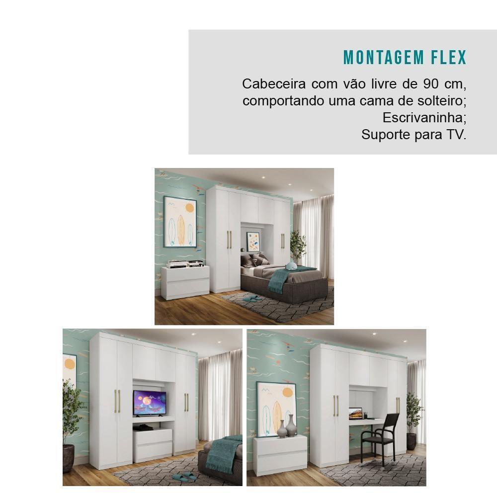 Guarda Roupa Infantil 6 Portas Branco C/ Escrivaninha - 7