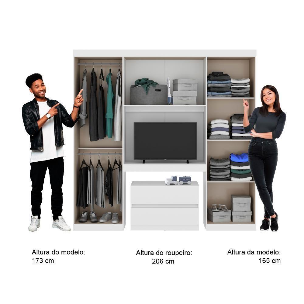 Guarda Roupa Infantil 6 Portas Branco C/ Escrivaninha - 8