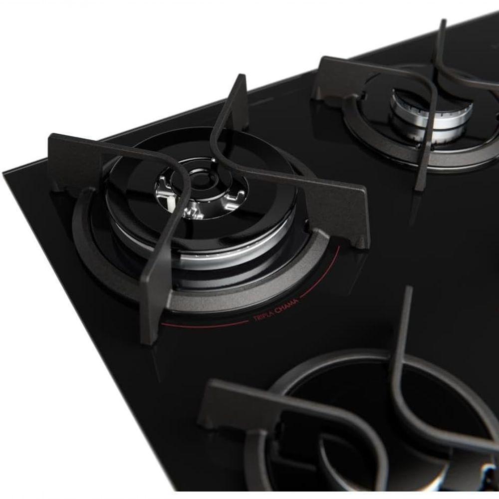 Cooktop 4 Bocas A Gás Dako Supreme Com Queimador Tripla Chama E Mesa De Vidro Temperado Preto Bivolt - 2