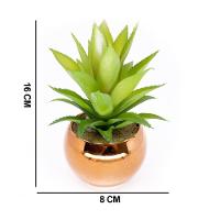 Vaso Decorativo Dourado Com Suculenta Artificial Aloe Vera Mini 16x8 Cm F04 - D'rossi - 5