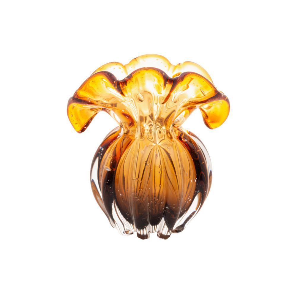 Vaso Em Vidro Italy Âmbar E Marrom 15X16Cm - 1