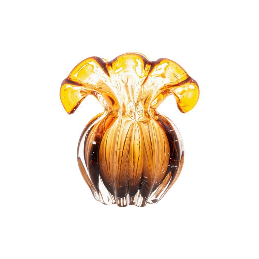 Vaso Em Vidro Italy Âmbar E Marrom 15X16Cm - 4