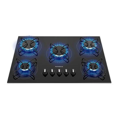 Cooktop a Gás Mondial CTG-02 5 Bocas Vidro Temperado Embutido Acendimento Automático Preto Prata