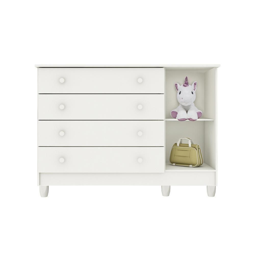 Quarto De Bebê Taís Berço 3 Em 1 Lila Cômoda Branco Brilho - 3