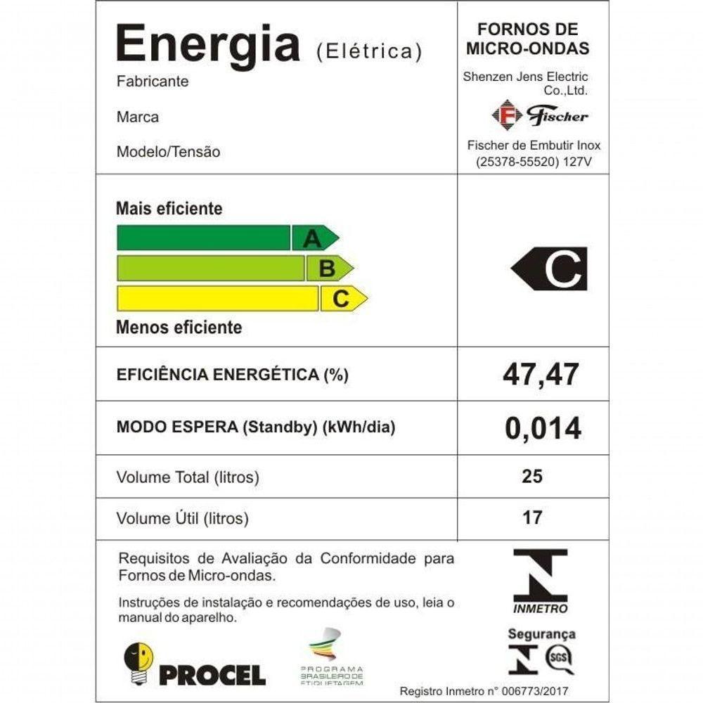 Micro-ondas Fischer De Embutir 25 Litros Com Dourador Inox 25378 - 3