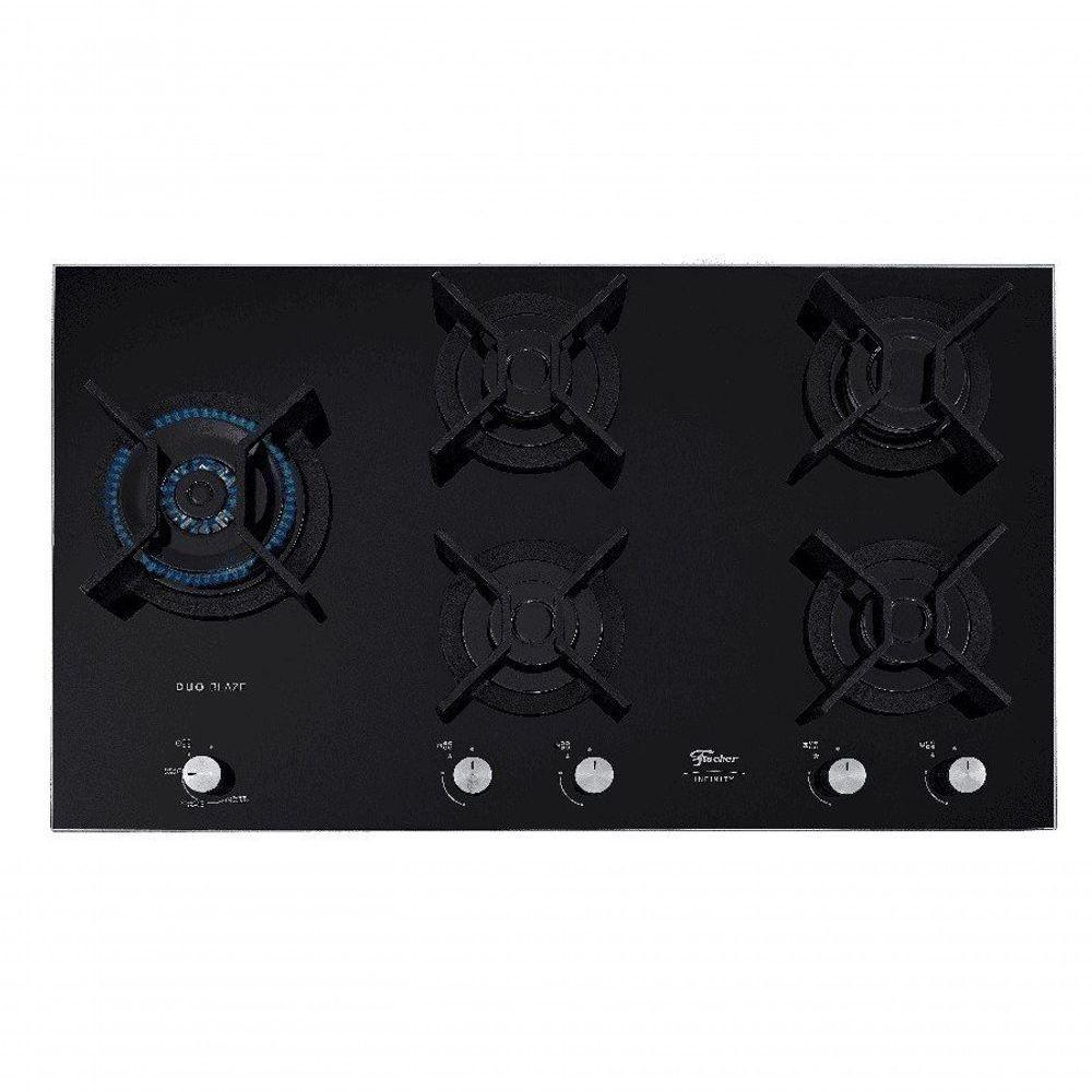 Fogão Cooktop Fischer 5q Tc Infinity Duo Blaze Gás Mesa Vidro 31800 Bivolt - 4